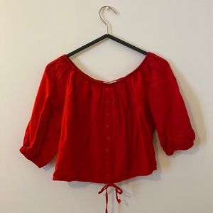 Red Over the shoulder crop top